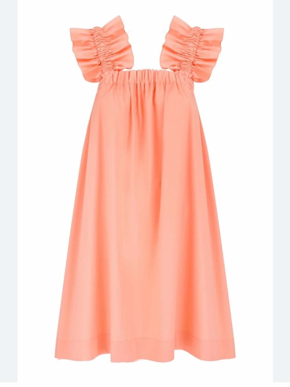MONICA NERA Peachy Orange Gathered Dress /Size Small /
